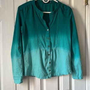 PrAna ombré long sleeve button down shirt - optional 3/4 sleeve size small